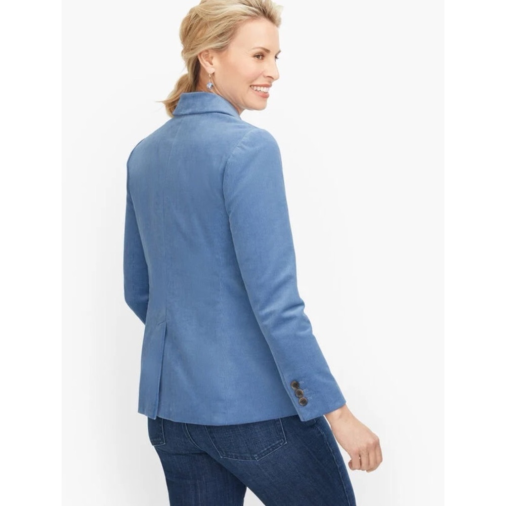 Talbots Double Breasted Corduroy Blazer in Blue Size 12 NEW - Picture 5 of 12